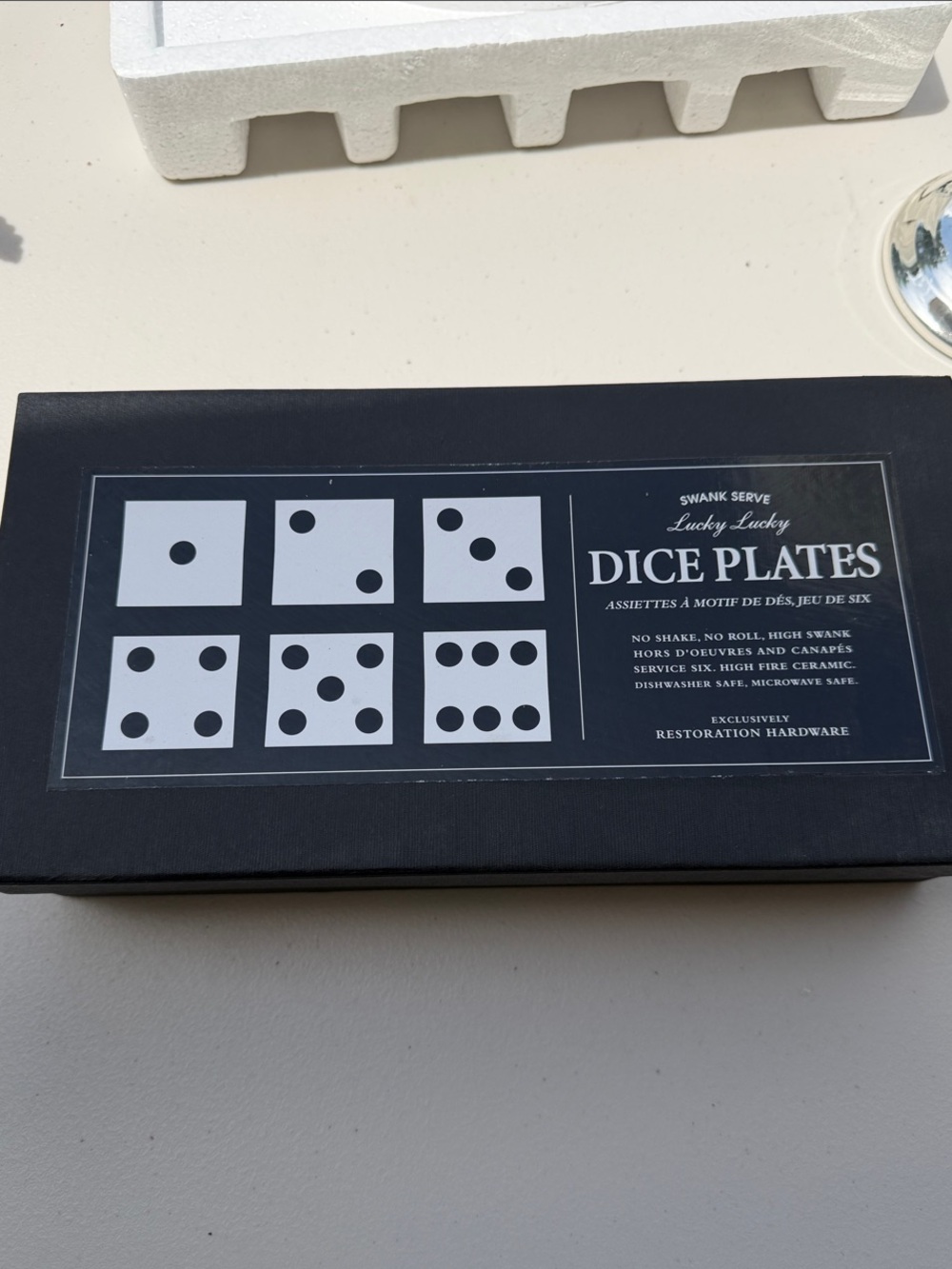 Restoration Hardware Black & White Dice Plate Set